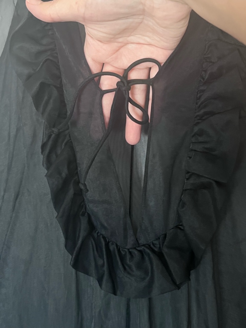 Vintage Black Sheer Slip Dress Nightgown, Sz S - Picture 3 of 11